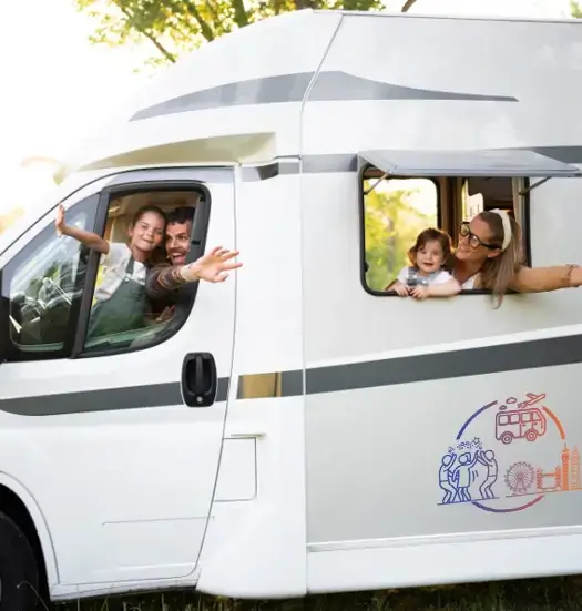 a family enjoing in Fabb transfers mini bus